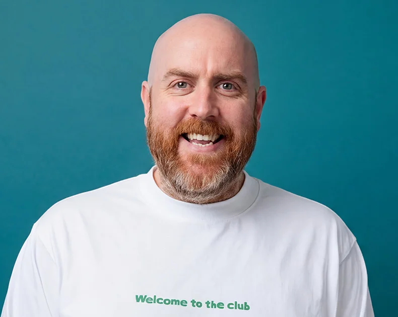 Man smiling.