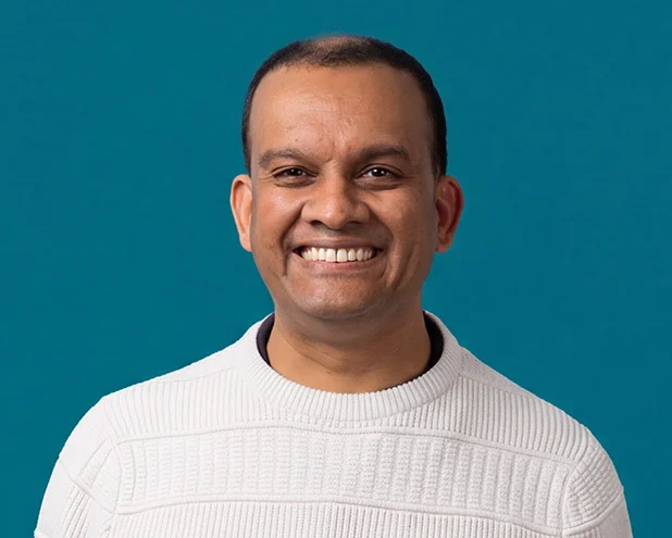 Man smiling.