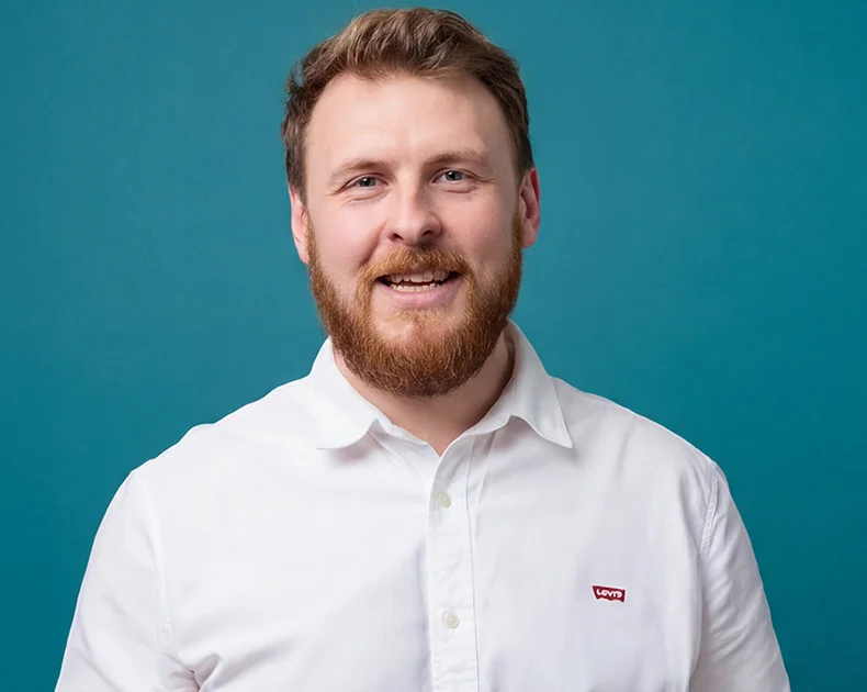 Man smiling.