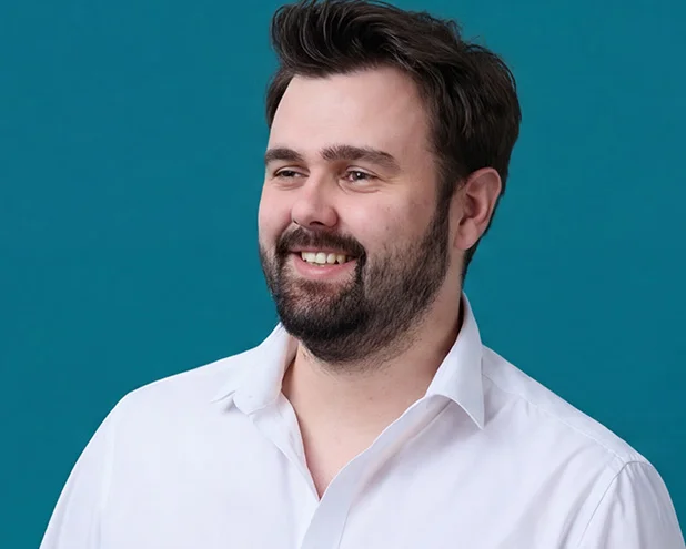 Man smiling.